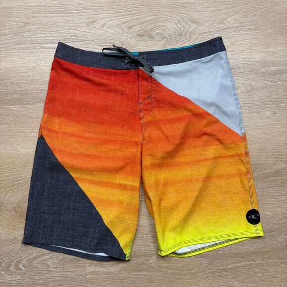 O'Neill Board Shorts Men's 34 Color Orange/Gray - Picture 1 of 5